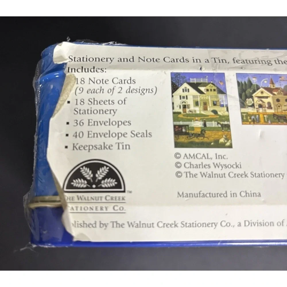 Charles Wysocki Stationery Set in Tin Note Cards Paper Walnut Creek Stationery